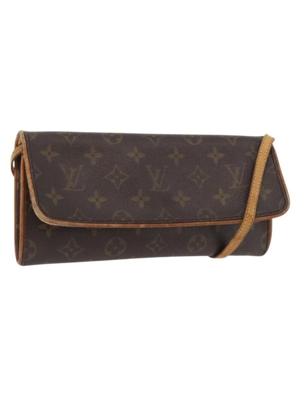 Authentic LOUIS VUITTON Monogram Pochette Twin GM Shoulder Bag M51852 LV